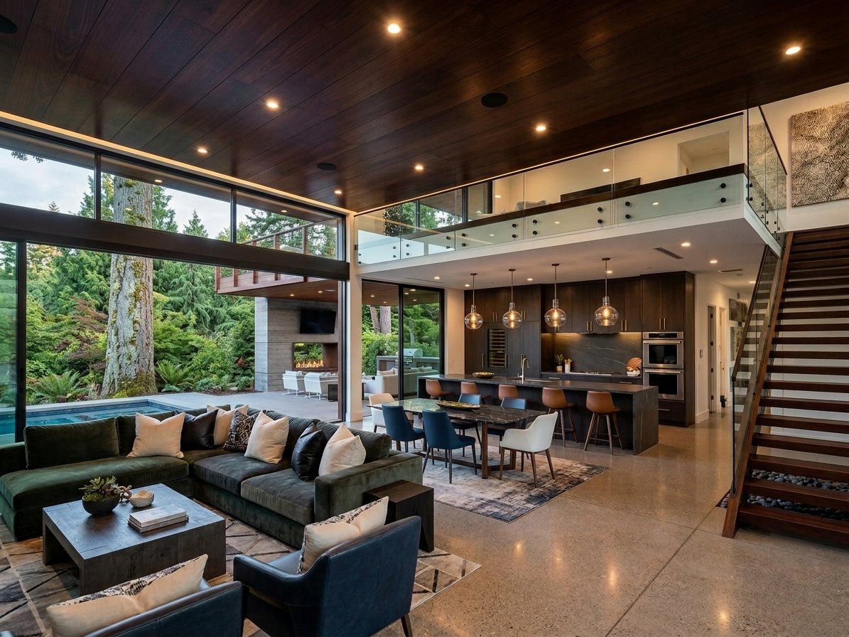 Modern remodeled home interior with an open living room and kitchen